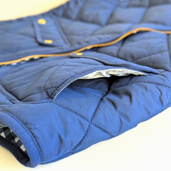 J. Crew Quilted Puffer Vest Zip Front Snap Pockets Indigo Blue - M - Picture 6 of 14